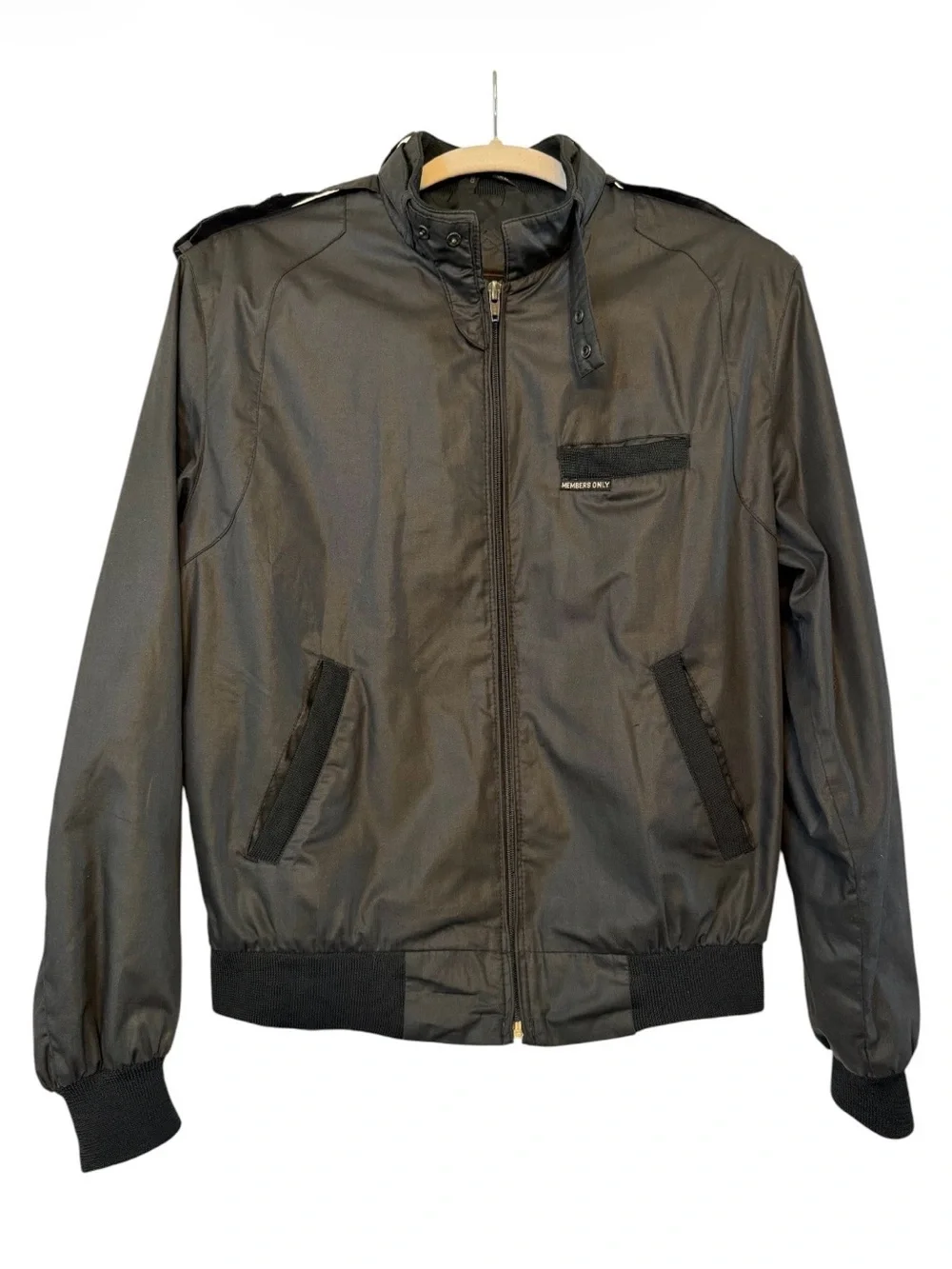 Members Only Vintage 80’s Iconic Racer Jacket Black Mens 38 Cafe Bomber Coat